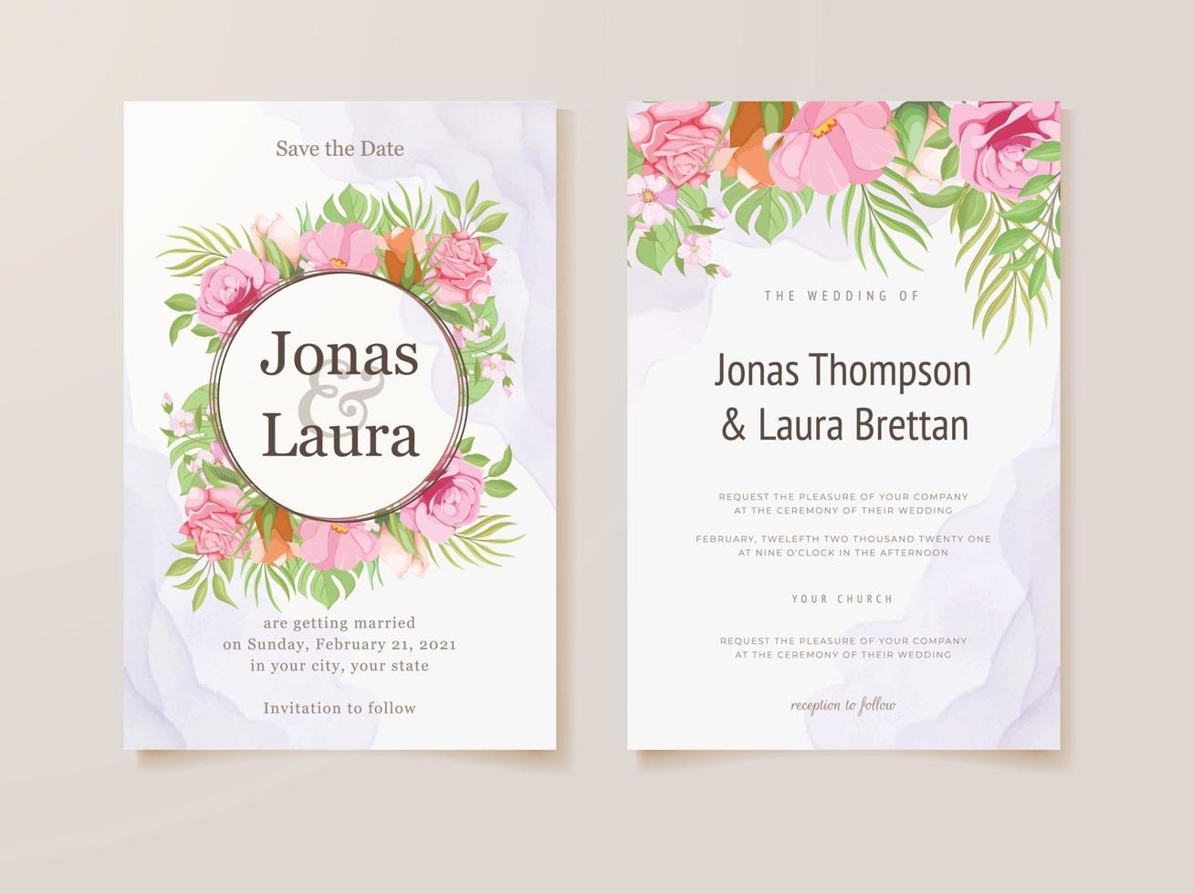 bruiloft uitnodigingskaart bloemen vector sjabloon