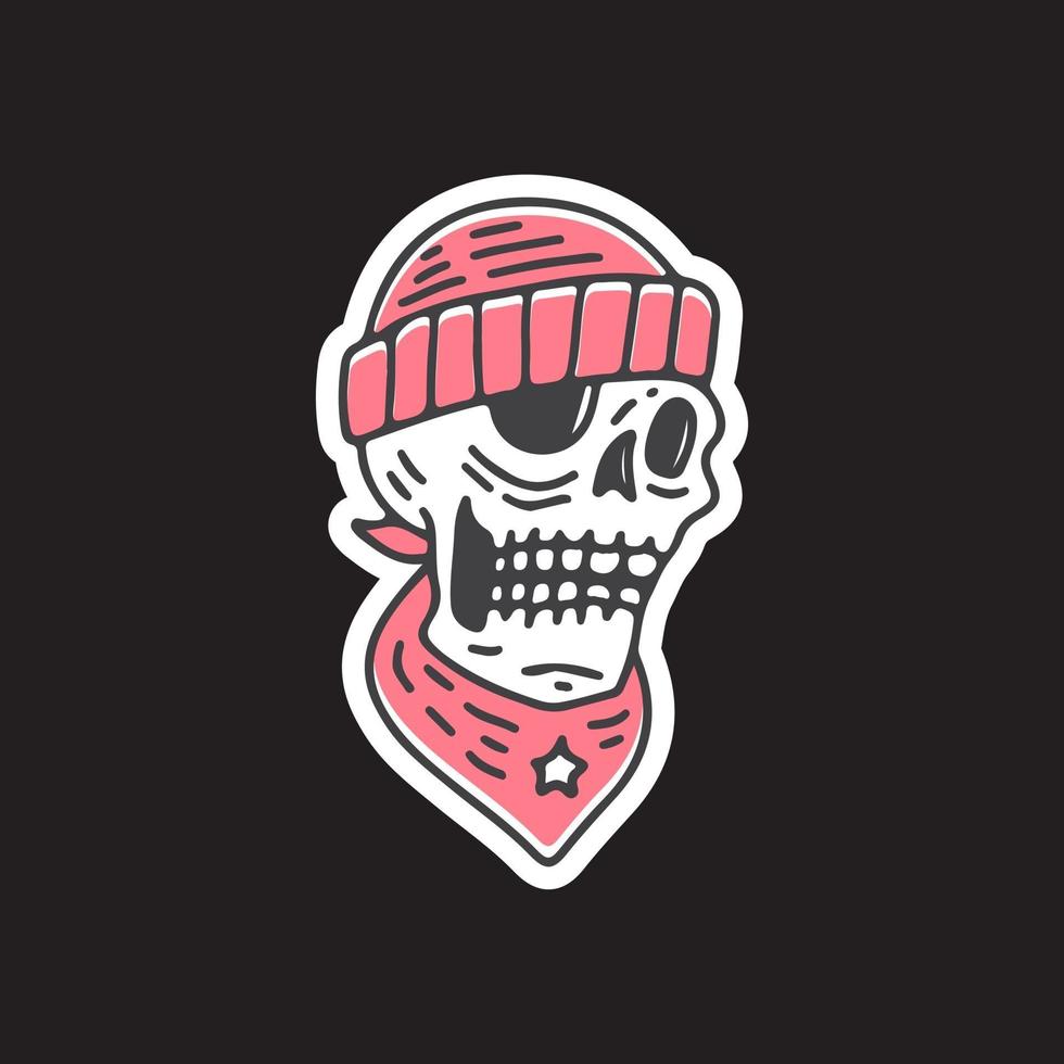 ruiter schedel dragen beanie hoed illustratie. vector voor t-shirt