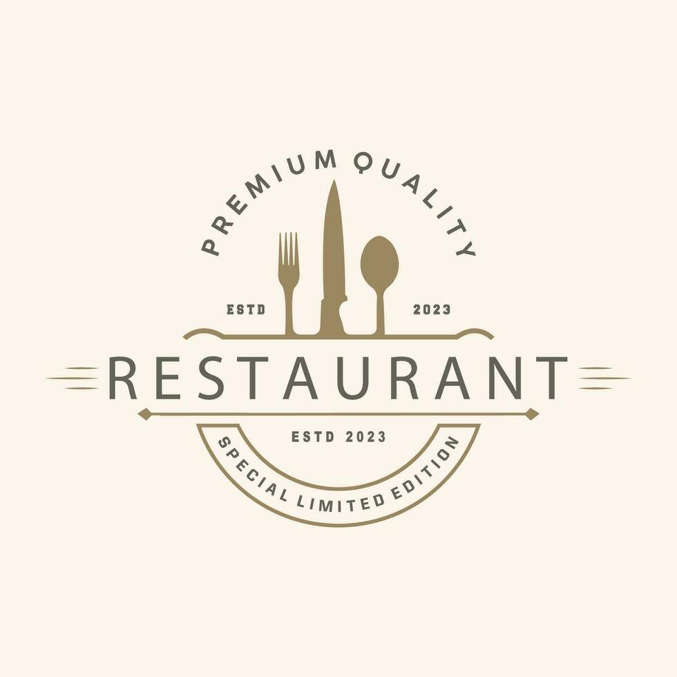 restaurant logo, wijnoogst retro bedrijf typografie ontwerp voor voedsel, cafe, bar, restaurant, gemakkelijk sjabloon illustratie vector