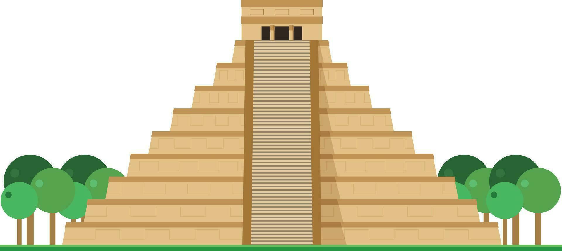 kukulcan tempel, chichen itza, Mexico. geïsoleerd Aan wit achtergrond vector illustratie.