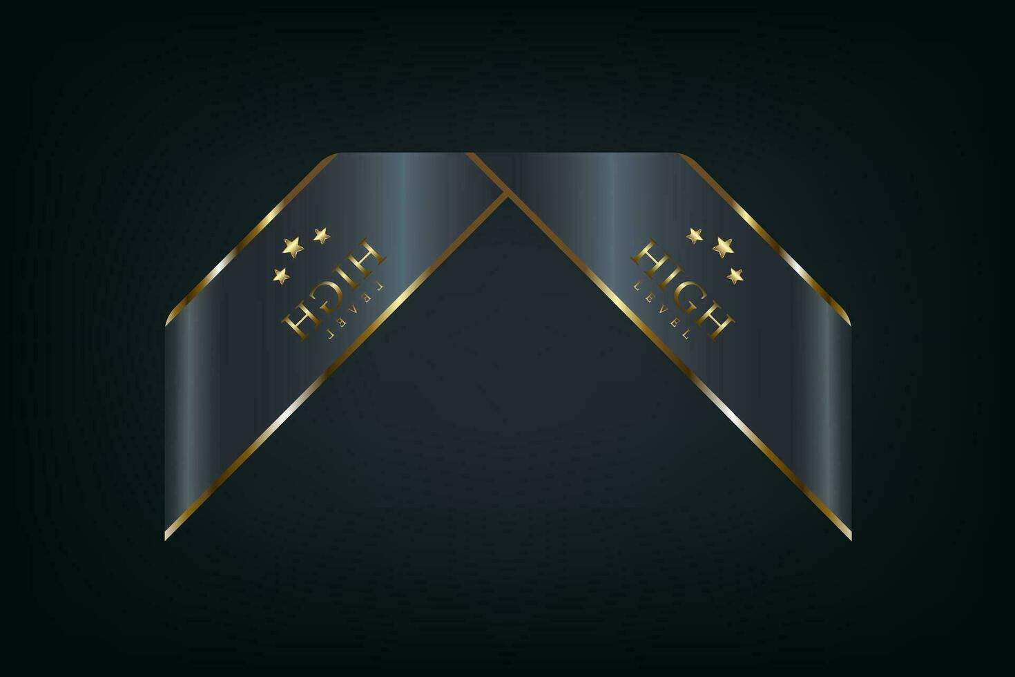 hoog klasse van luxe zwart en goud linten vector illustratie Aan donker geïsoleerd achtergrond gebruikt voor banier, label, sticker concept