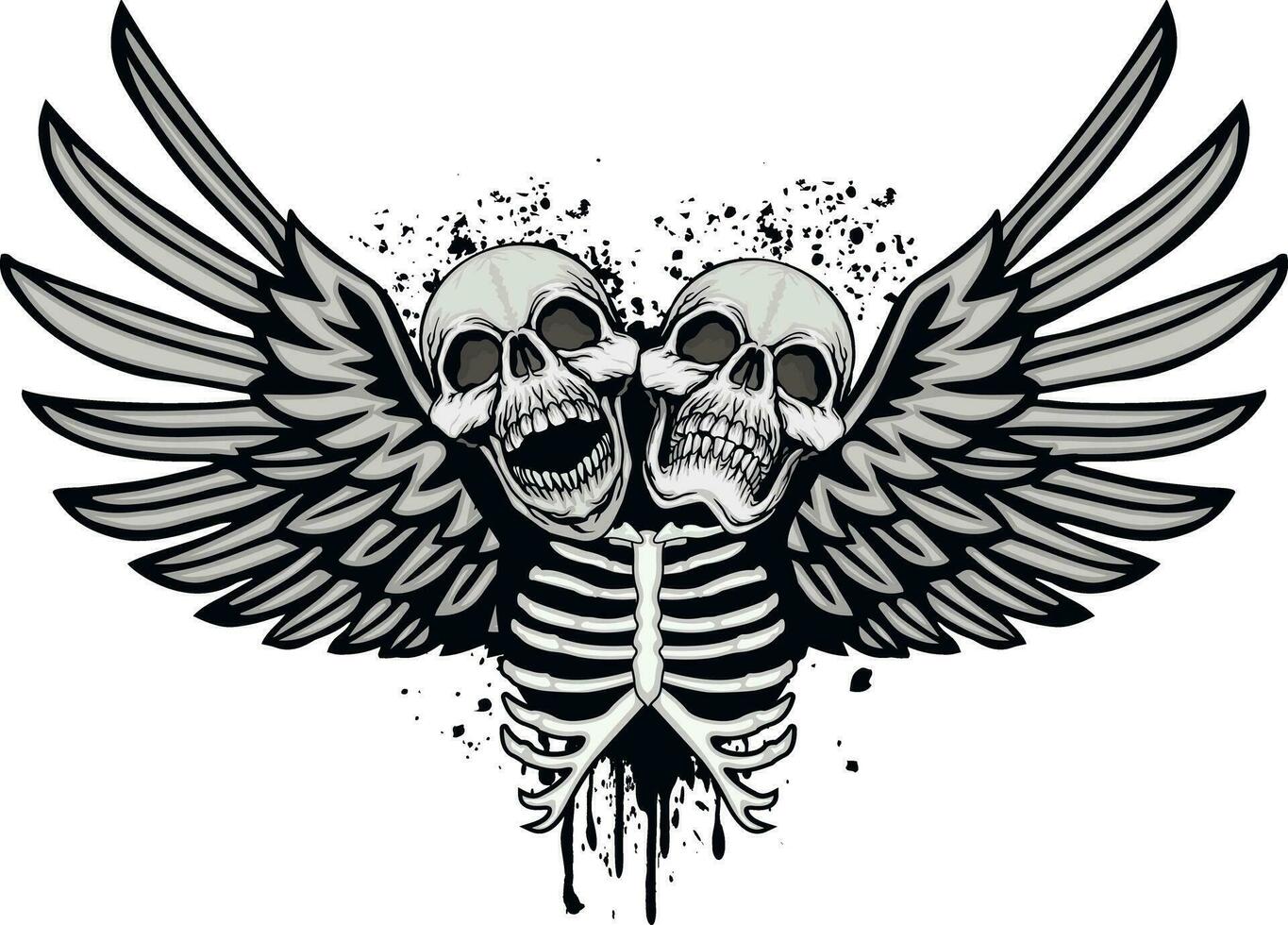 gotisch bord met schedel en vleugels, grunge vintage ontwerpt-shirts vector