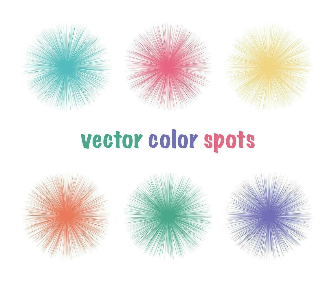 reeks van vector helder kleur vacht vlekken. helder cirkels. zomer kleur abstract vormen