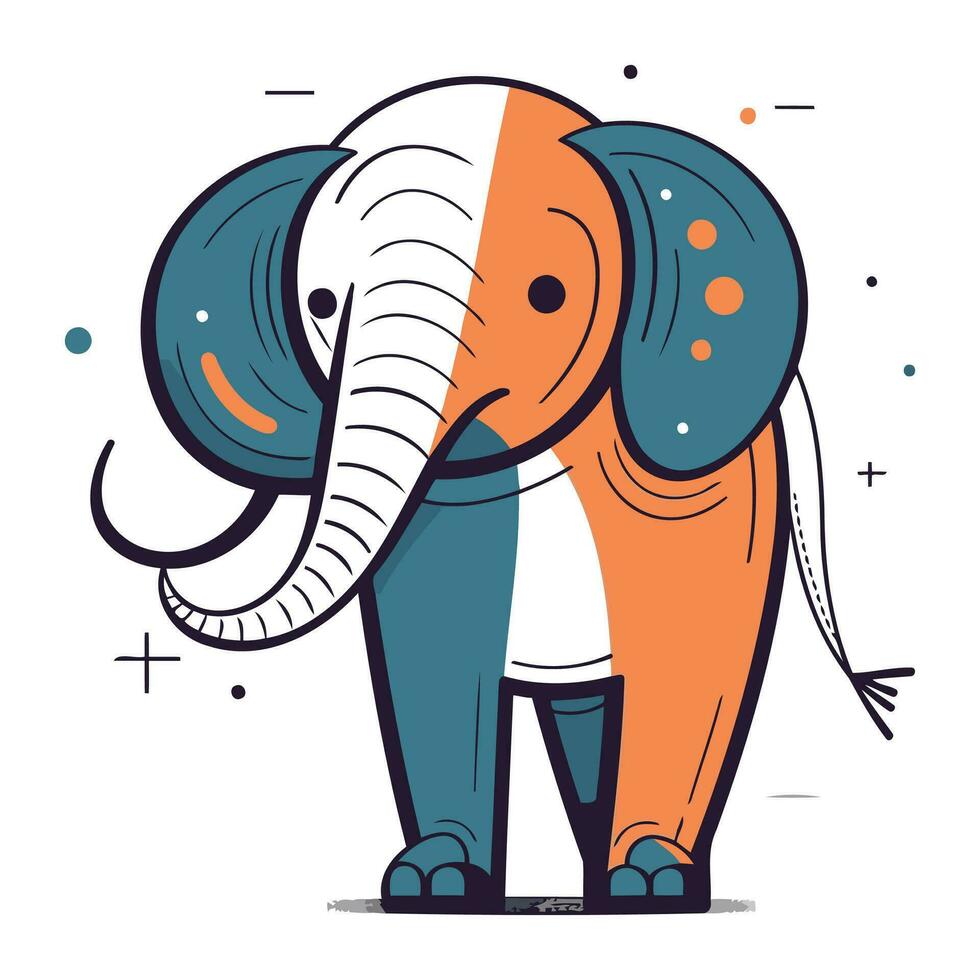 vector illustratie van een olifant in een vlak stijl. schattig tekenfilm dier.