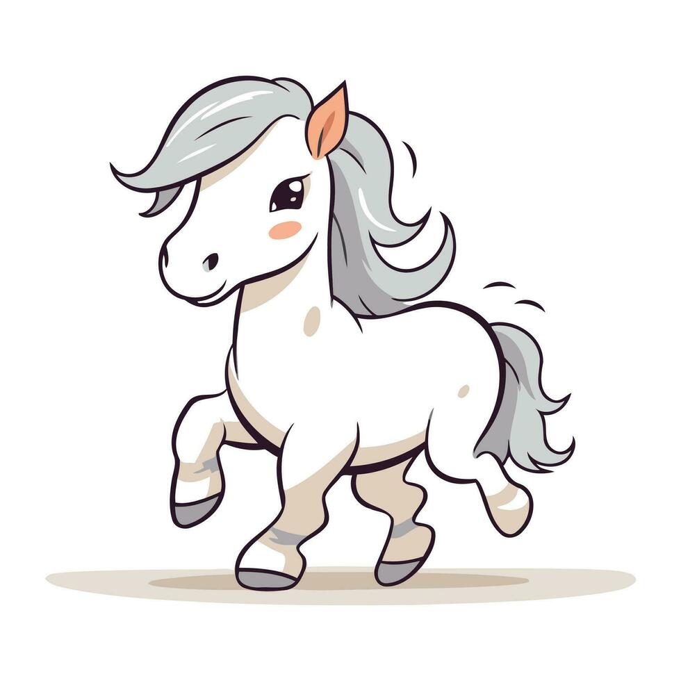 schattig tekenfilm pony. vector illustratie geïsoleerd Aan een wit achtergrond.