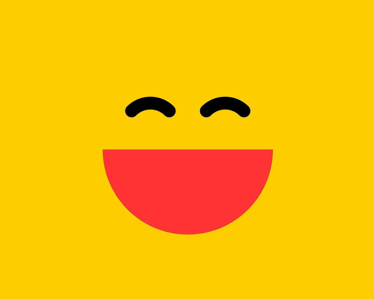 emoji glimlach icoon vector symbool Aan geel achtergrond. smiley gezicht tekenfilm karakter behang.