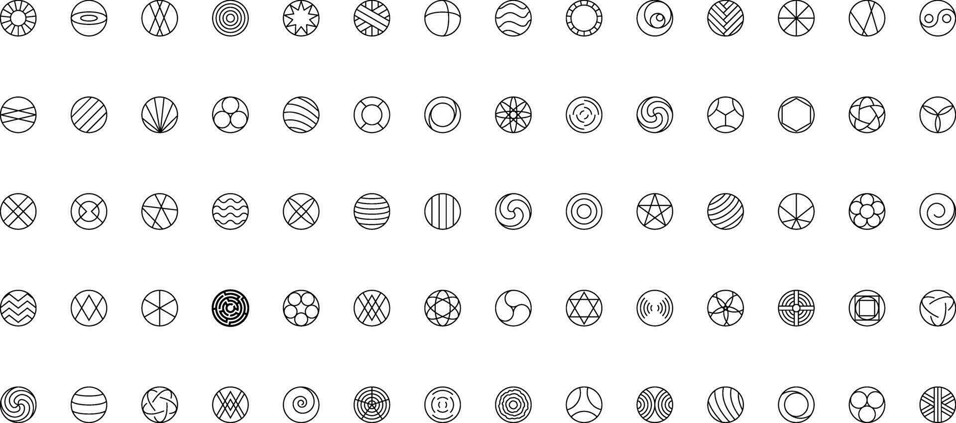 icoon vector symbool set. ronde teken web knop. cirkel abstract logo vlak ontwerp.