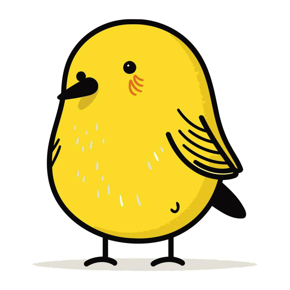 vector illustratie van een schattig weinig geel vogel Aan een wit achtergrond.