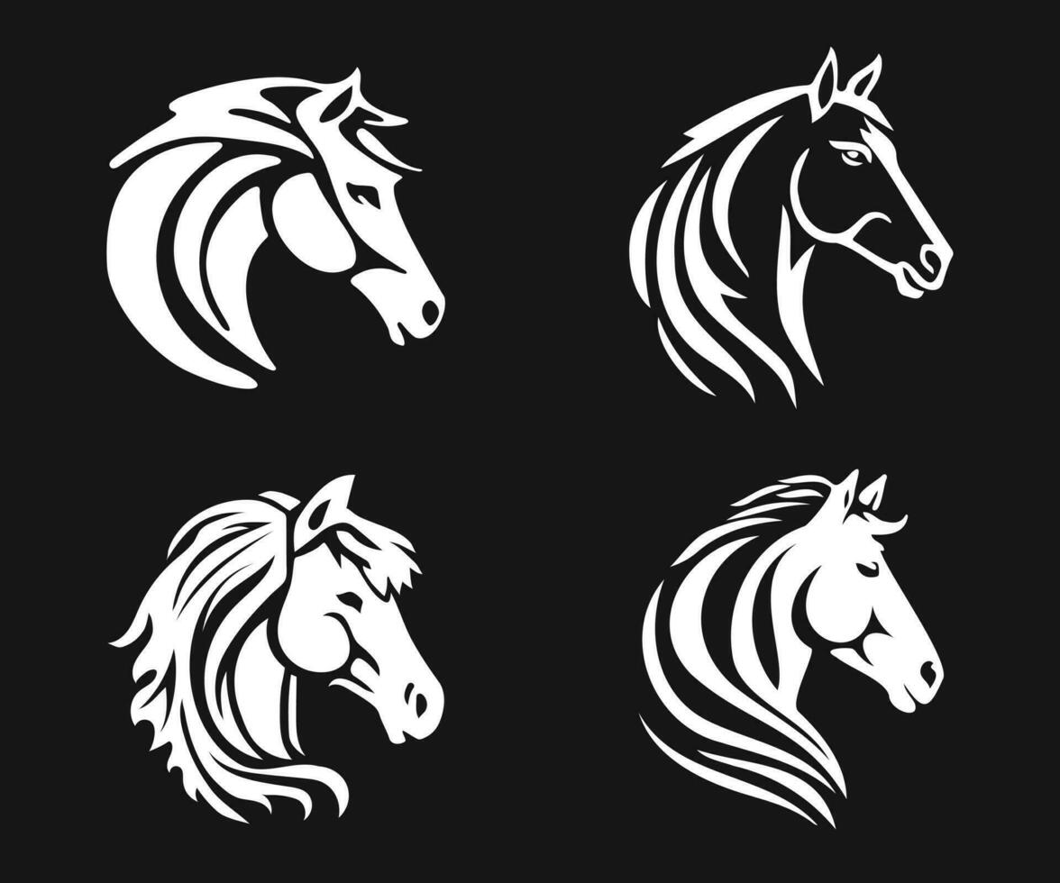 paard hoofd silhouet in tekening lijn ontwerp. vector sjabloon voor logo.