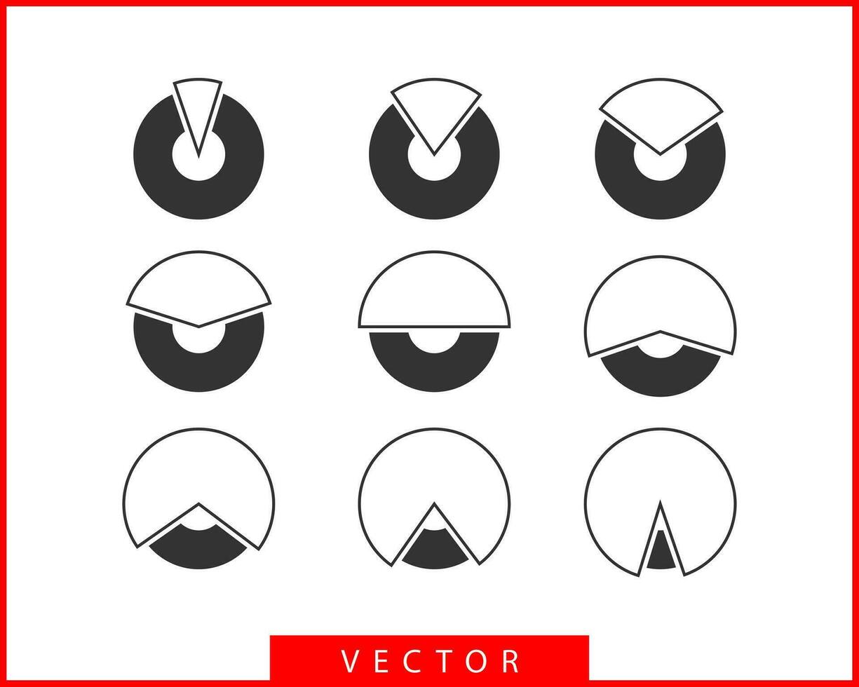 reeks taart tabel pictogrammen. cirkel diagram vector. verzameling grafieken grafieken logo sjabloon. vlak ontwerp. vector