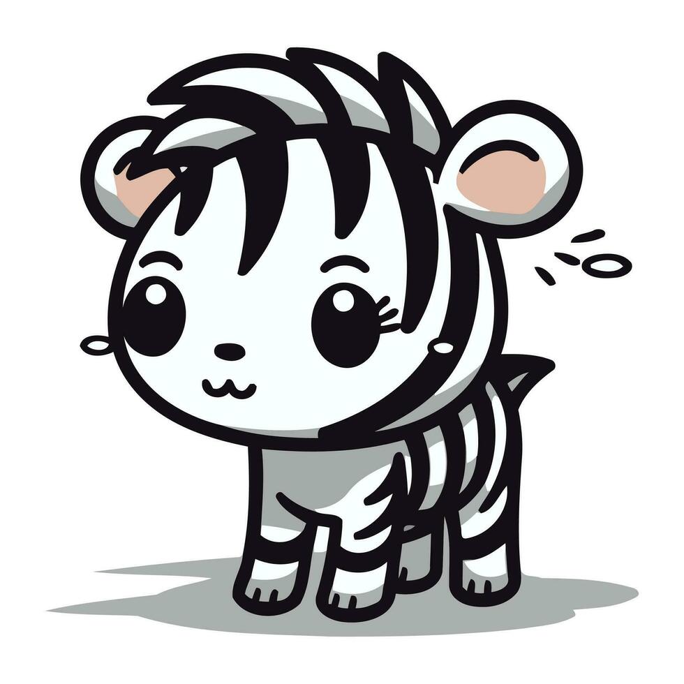 schattig zebra tekenfilm mascotte karakter vector illustratie.