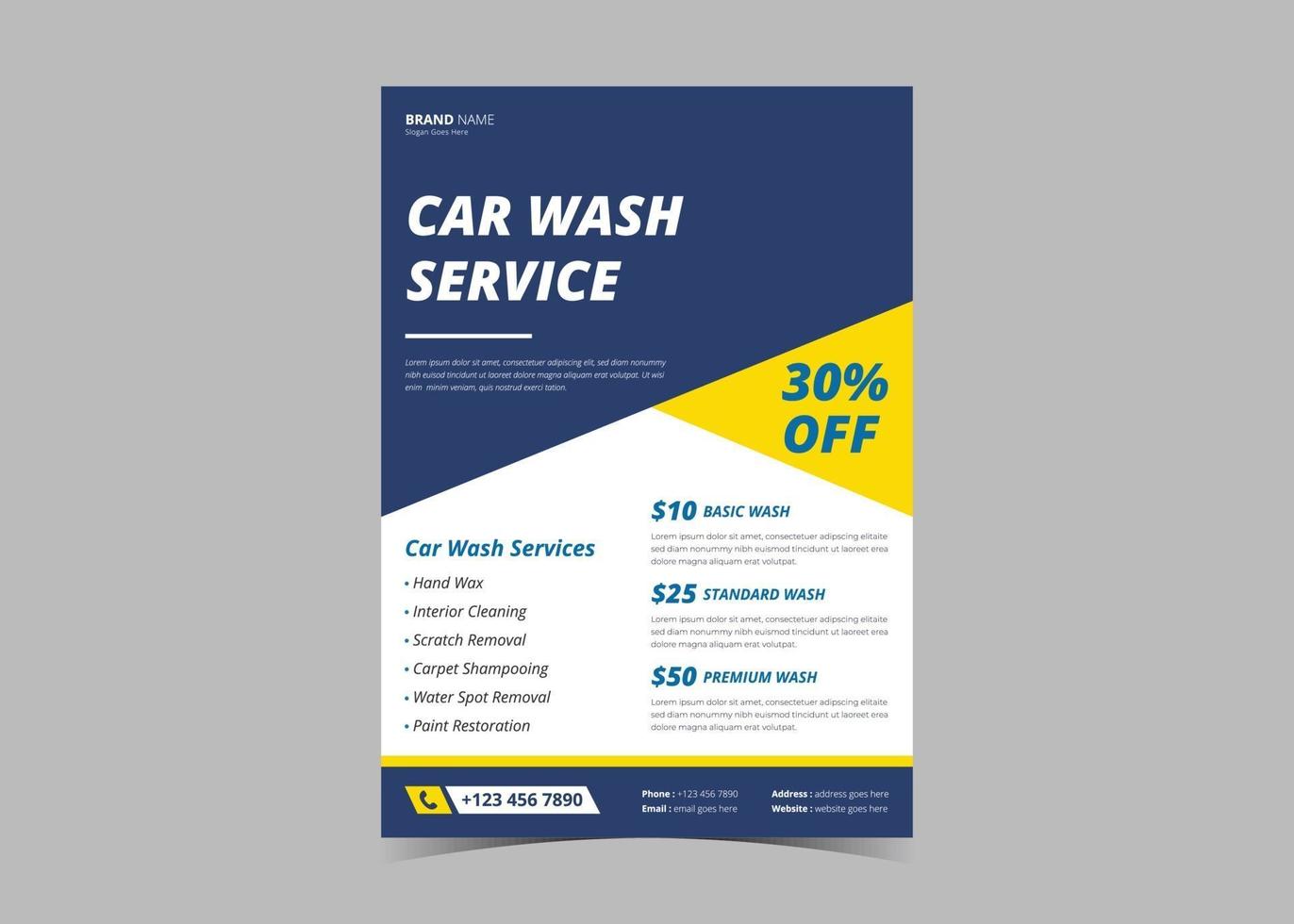 carwash flyer ontwerpsjabloon vector