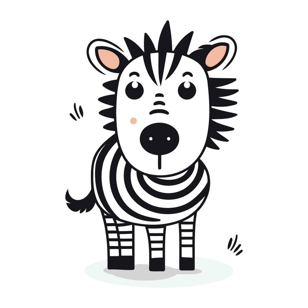 zebra vector illustratie. schattig tekenfilm zebra karakter met grappig uitdrukking.