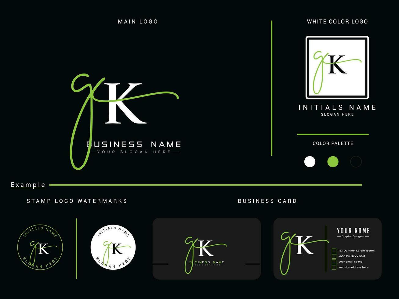 creatief gk handtekening kleding logo, eerste gk luxe logo icoon vector voor winkel