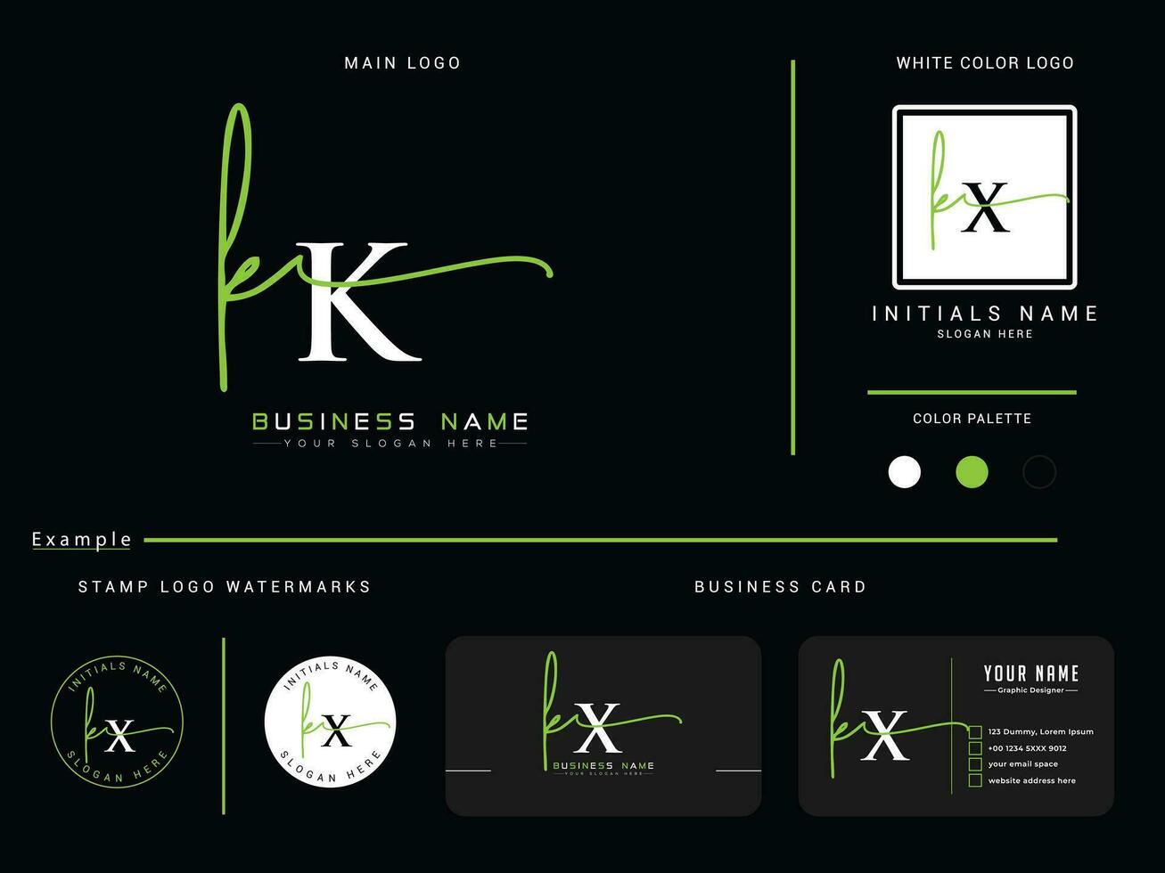 monogram kk handtekening logo, minimalistische kk luxe kleding logo vector