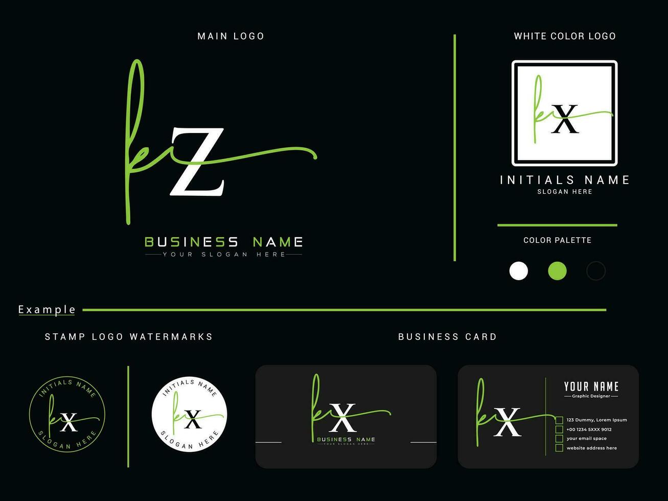 monogram kzo handtekening logo, minimalistische kzo luxe kleding logo vector