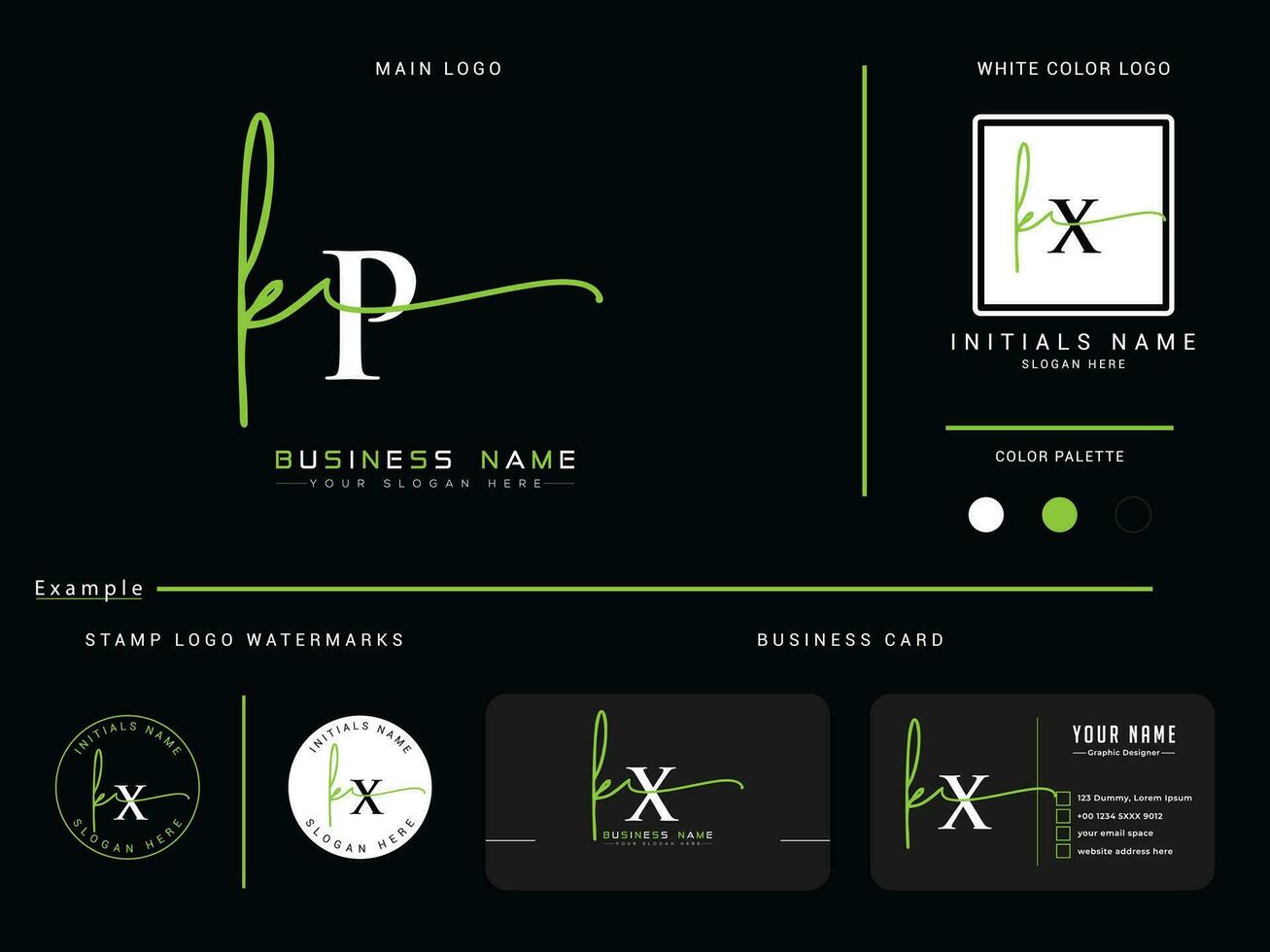 monogram kp handtekening logo, minimalistische kp luxe kleding logo vector