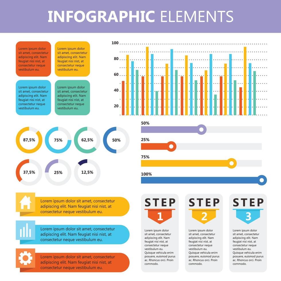 infographic elementen kleurrijke kaartenset vector