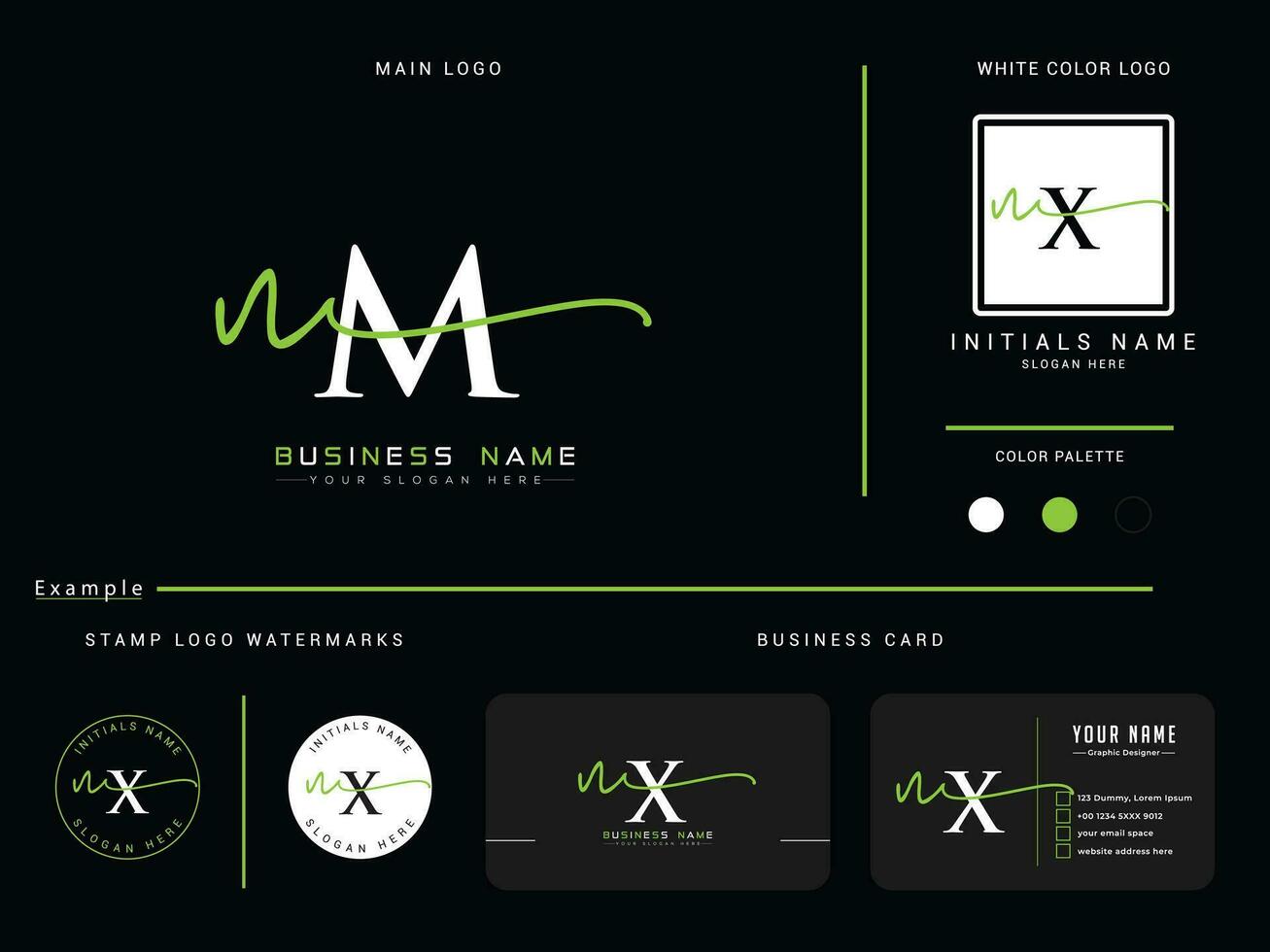 eerste mode nm logo icoon, luxe nm modern handtekening logo en presentatie vector
