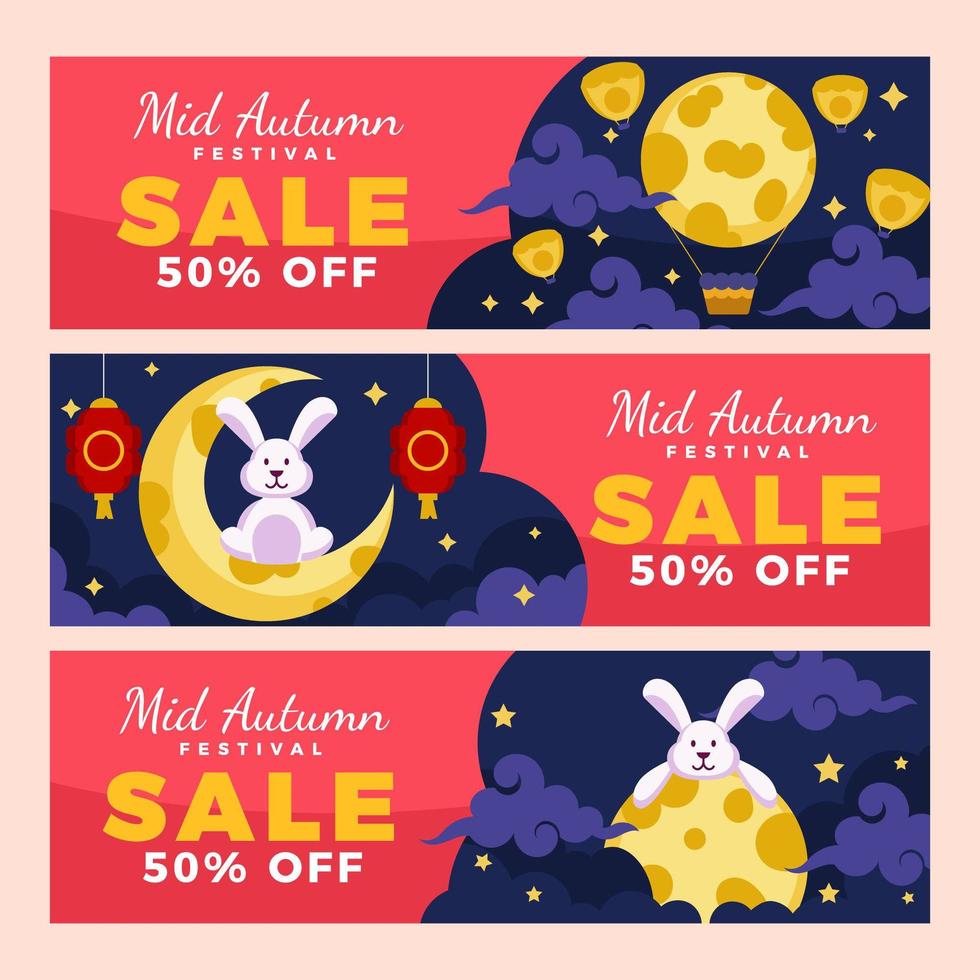 set mid herfst festivalbanners vector