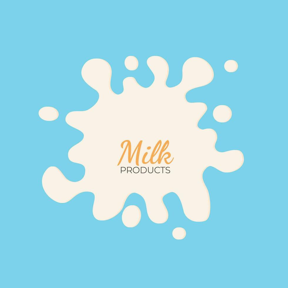 melk spatten geïsoleerd Aan blauw achtergrond. melk geklater logo sjabloon deisgn voor bedrijf. yoghurt melk gieten vector