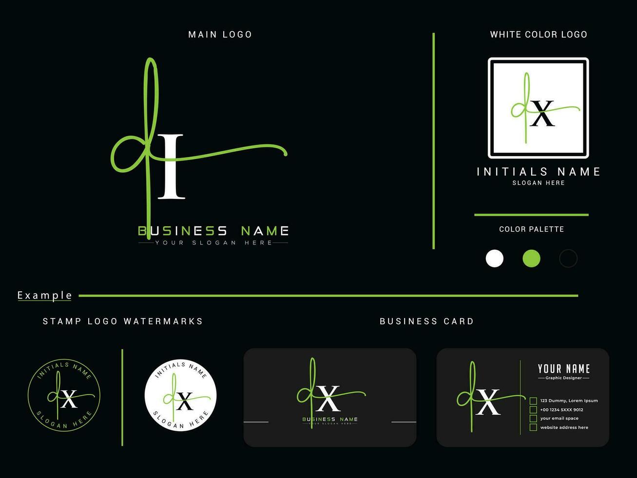 eerste handtekening di logo brief vector met branding