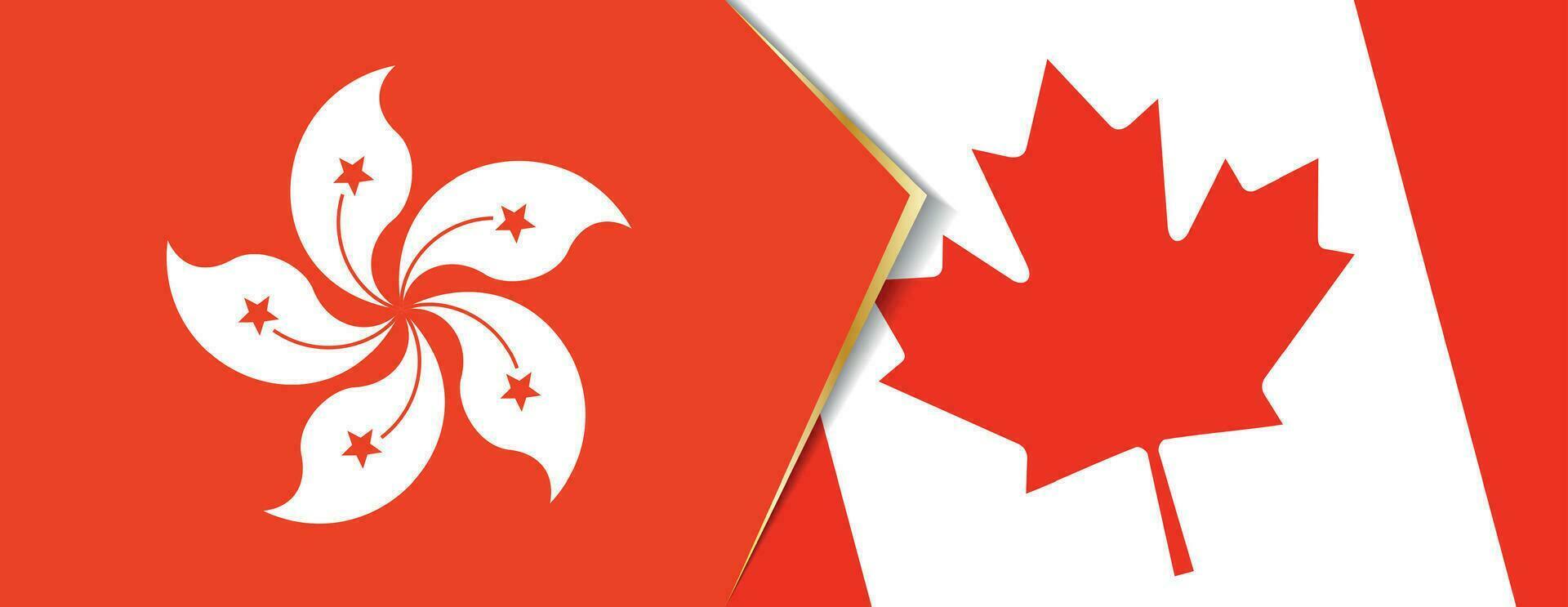 hong Kong en Canada vlaggen, twee vector vlaggen.