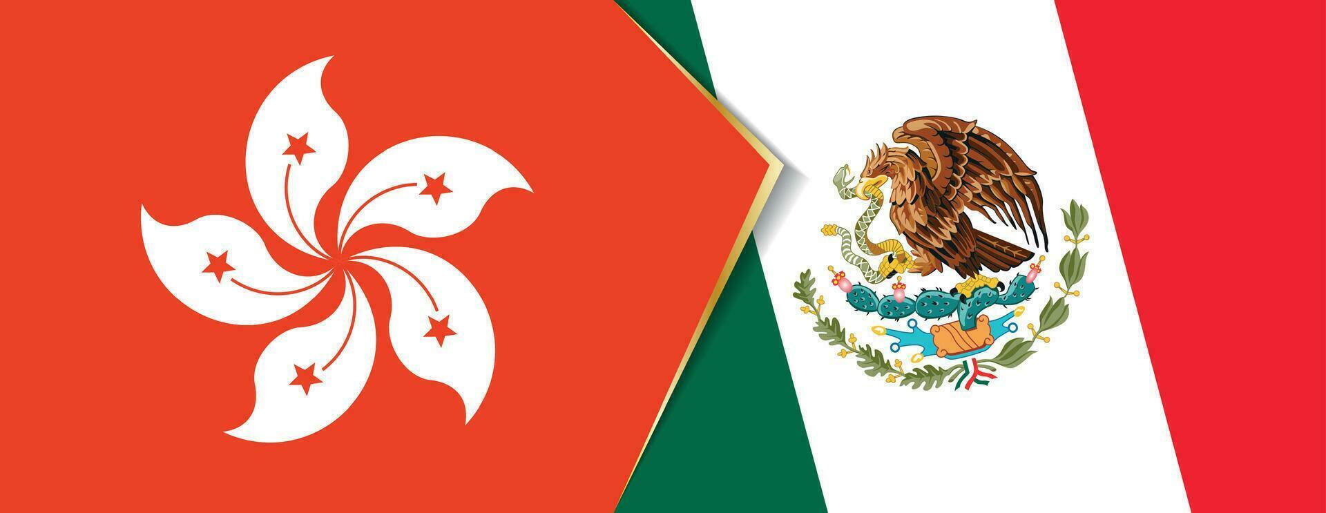 hong Kong en Mexico vlaggen, twee vector vlaggen.