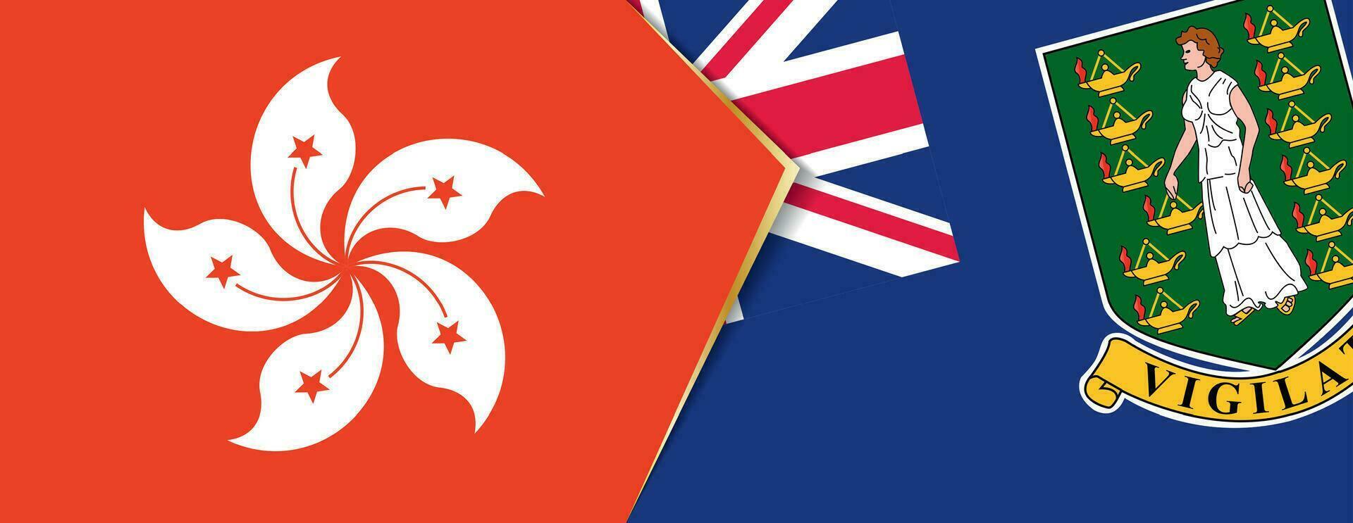 hong Kong en Brits maagd eilanden vlaggen, twee vector vlaggen.