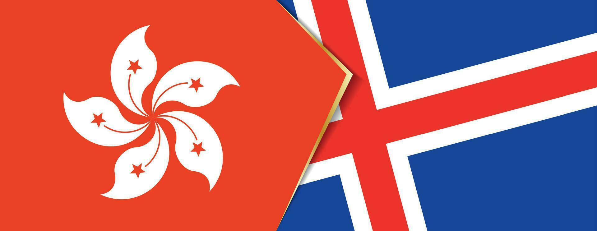 hong Kong en IJsland vlaggen, twee vector vlaggen.