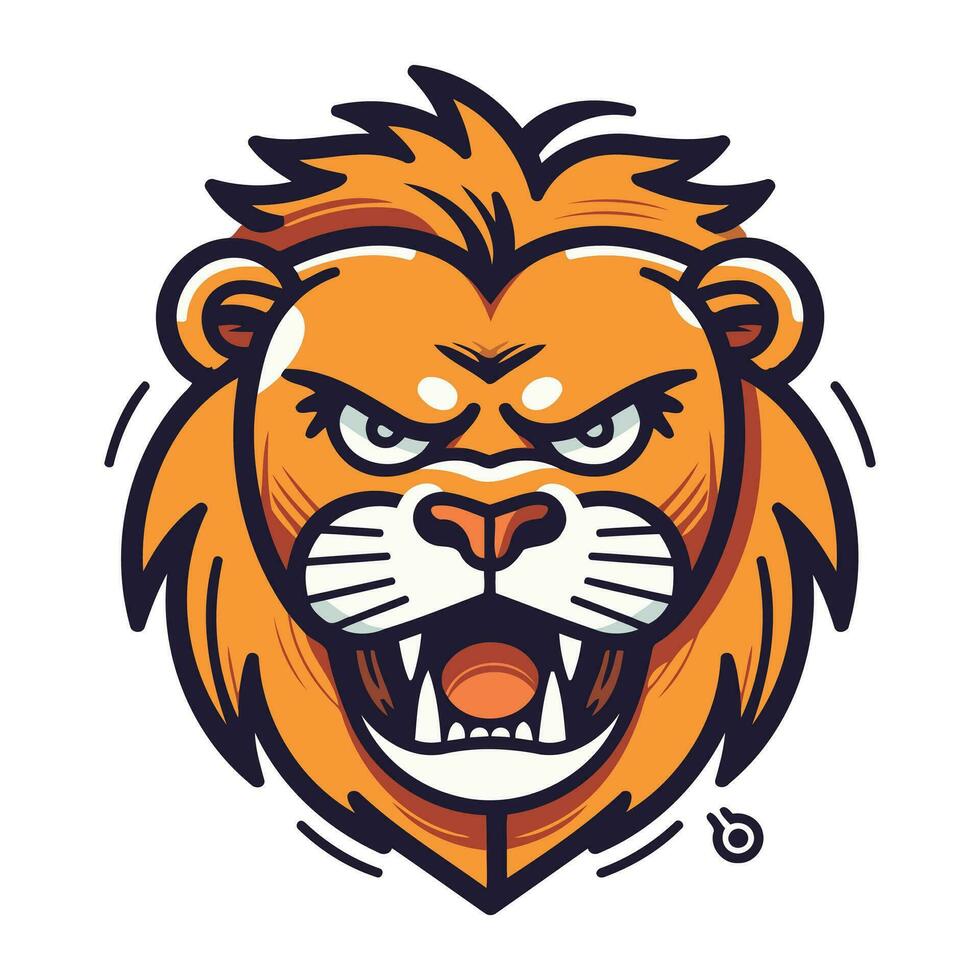 boos leeuw mascotte logo. vector illustratie van boos leeuw hoofd mascotte geïsoleerd Aan wit achtergrond.