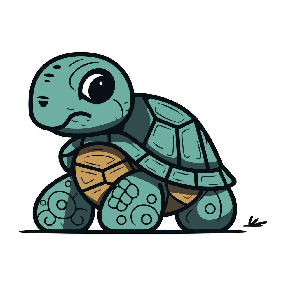 schattig tekenfilm schildpad. vector illustratie geïsoleerd Aan een wit achtergrond.