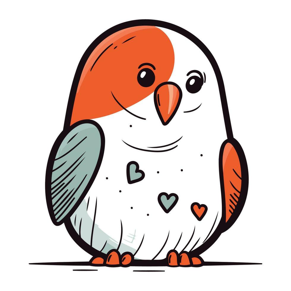schattig tekenfilm papegaai met harten Aan haar bek. vector illustratie.