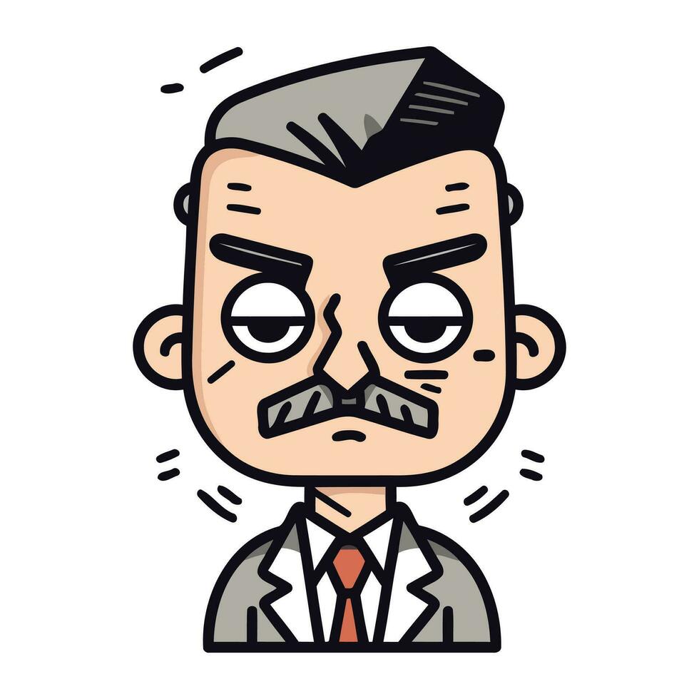 vector illustratie van een Mens met een snor in een pak en stropdas