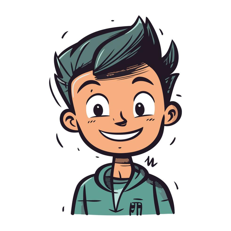 vector illustratie van een glimlachen jongen in een capuchon. tekenfilm stijl.