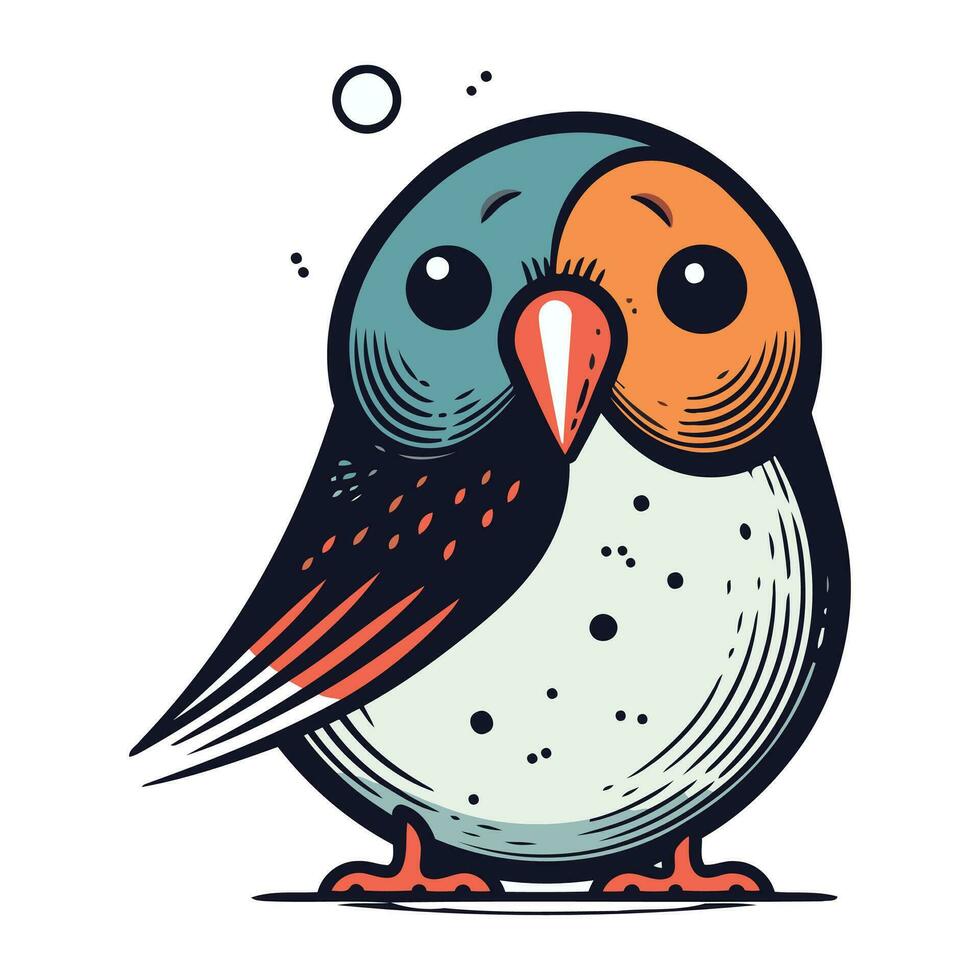 schattig tekenfilm vogel. hand- getrokken vector illustratie Aan wit achtergrond.