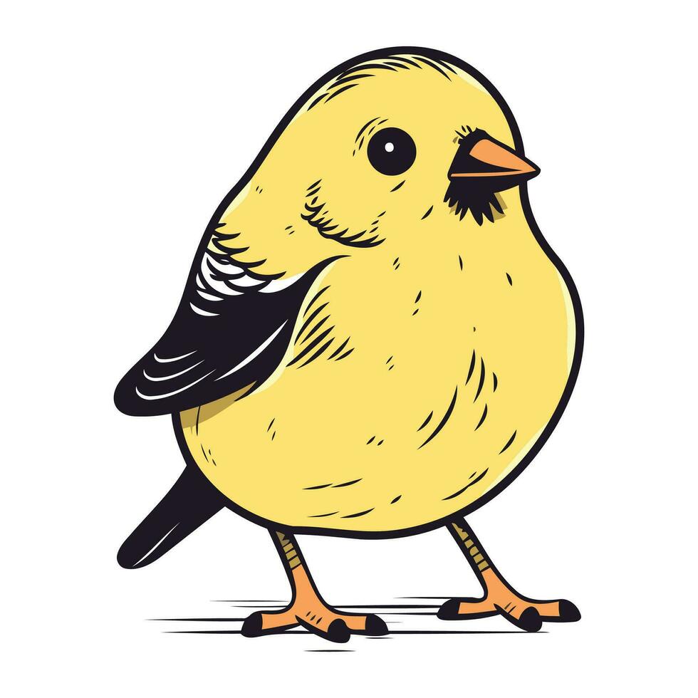 vector illustratie van een schattig weinig geel vogel geïsoleerd Aan wit achtergrond.