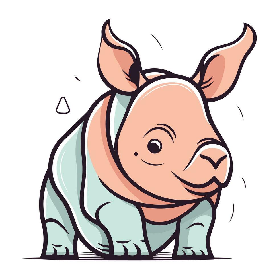 schattig tekenfilm neushoorn. vector illustratie geïsoleerd Aan wit achtergrond.