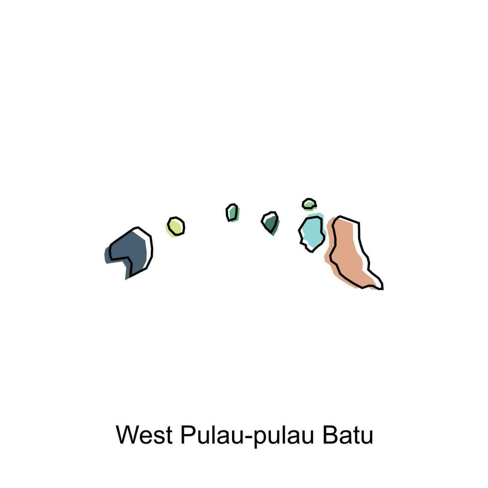 kaart stad van west pulau pulau batu ontwerp sjabloon, vector symbool, teken, schets illustratie.