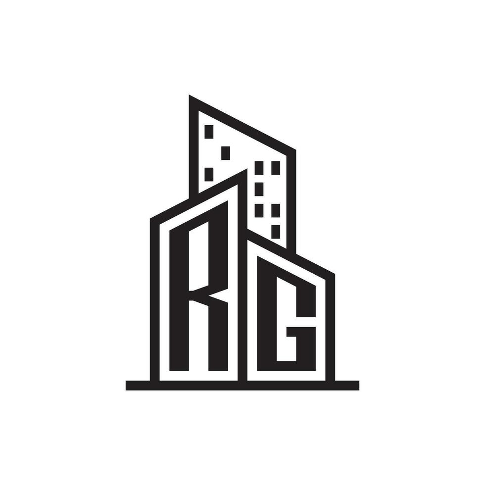 rg echt landgoed logo met gebouw stijl , echt landgoed logo voorraad vector