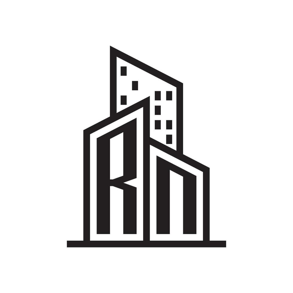 rn echt landgoed logo met gebouw stijl , echt landgoed logo voorraad vector