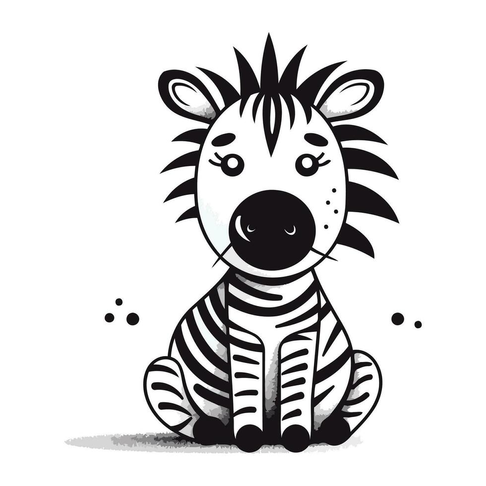 schattig zebra. hand- getrokken vector illustratie in tekenfilm stijl.