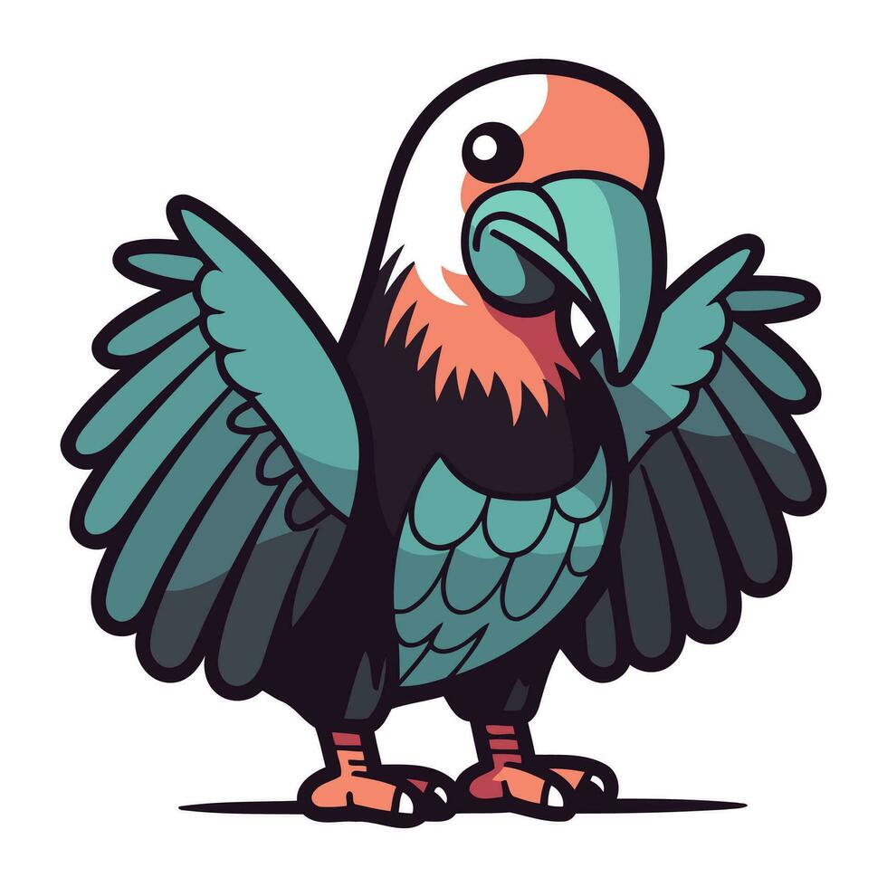 vector illustratie van een papegaai. vogel met Open Vleugels. tekenfilm stijl.