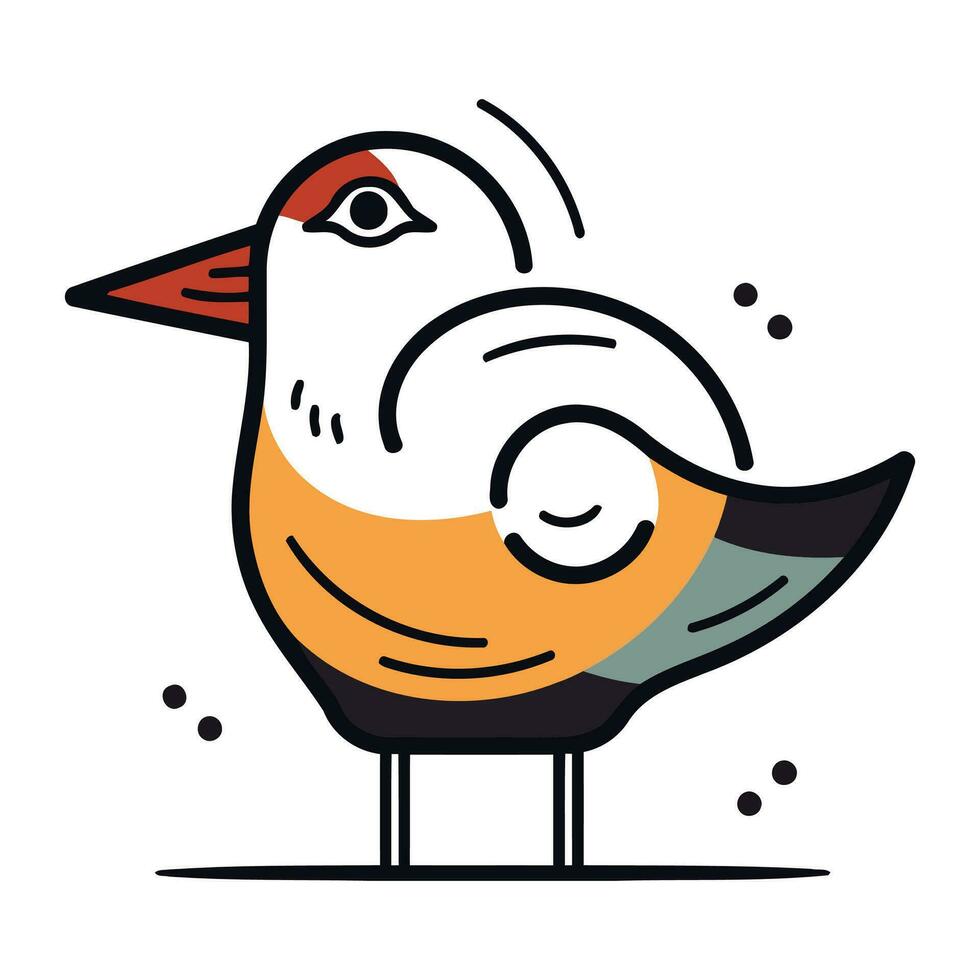 vector illustratie van een schattig tekenfilm vogel. geïsoleerd Aan wit achtergrond.