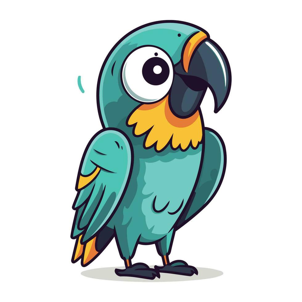 schattig blauw papegaai geïsoleerd Aan wit achtergrond. vector illustratie.