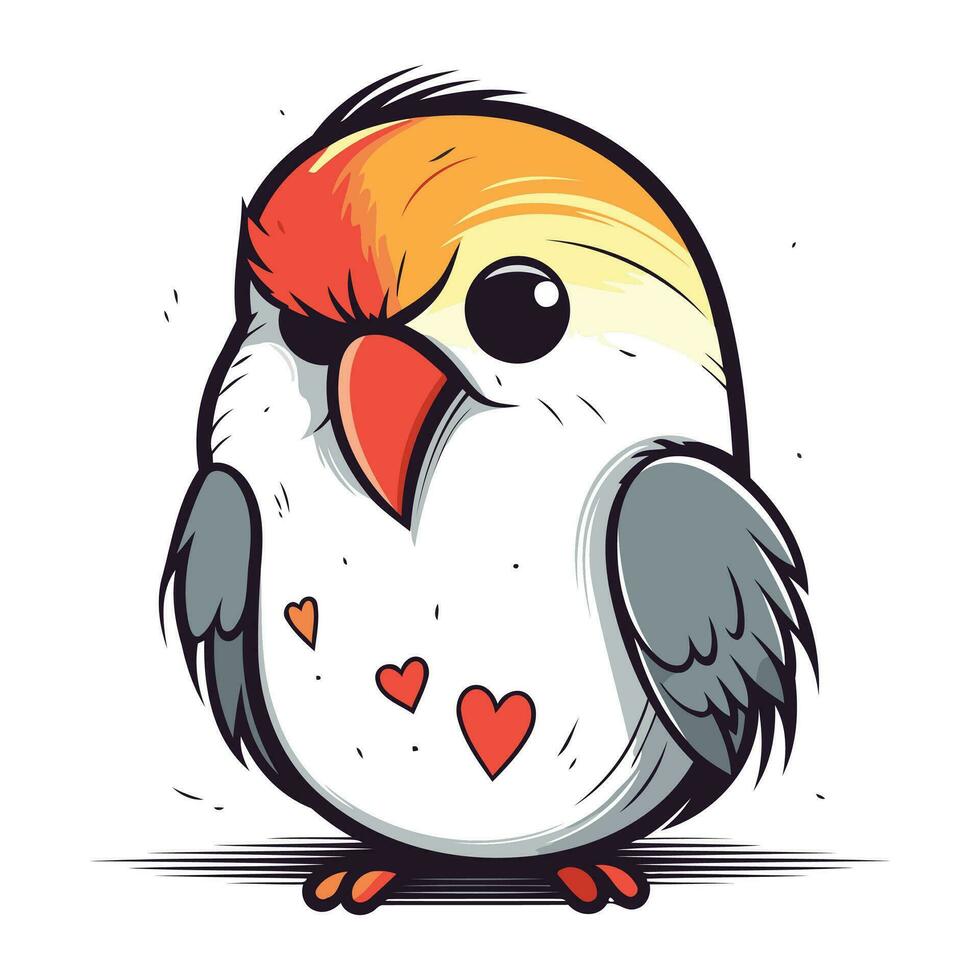 vector illustratie van een schattig tekenfilm papegaai geïsoleerd Aan wit achtergrond.