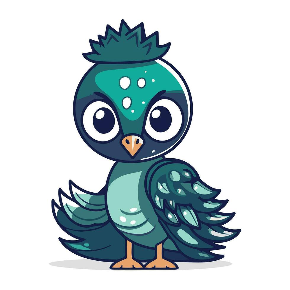 vector illustratie van een schattig tekenfilm blauw vogel geïsoleerd Aan wit achtergrond.