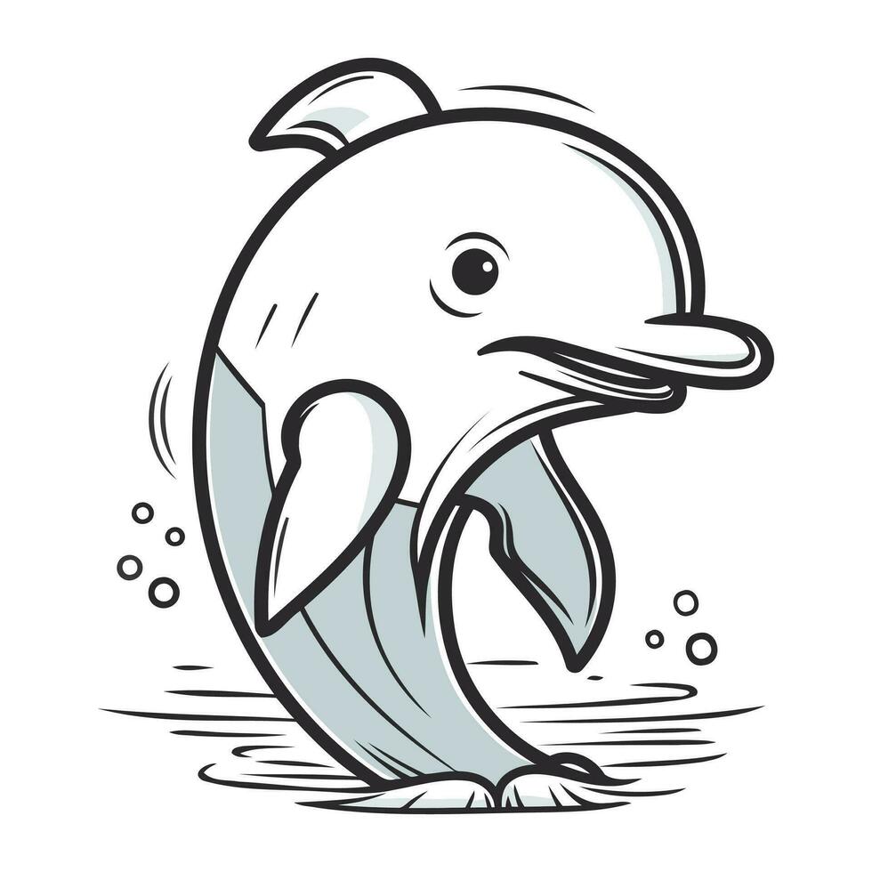 dolfijn in water. vector illustratie van een dolfijn zwemmen in water.