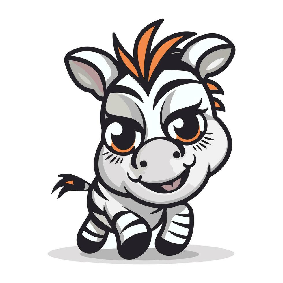 schattig tekenfilm zebra. vector illustratie geïsoleerd Aan wit achtergrond.