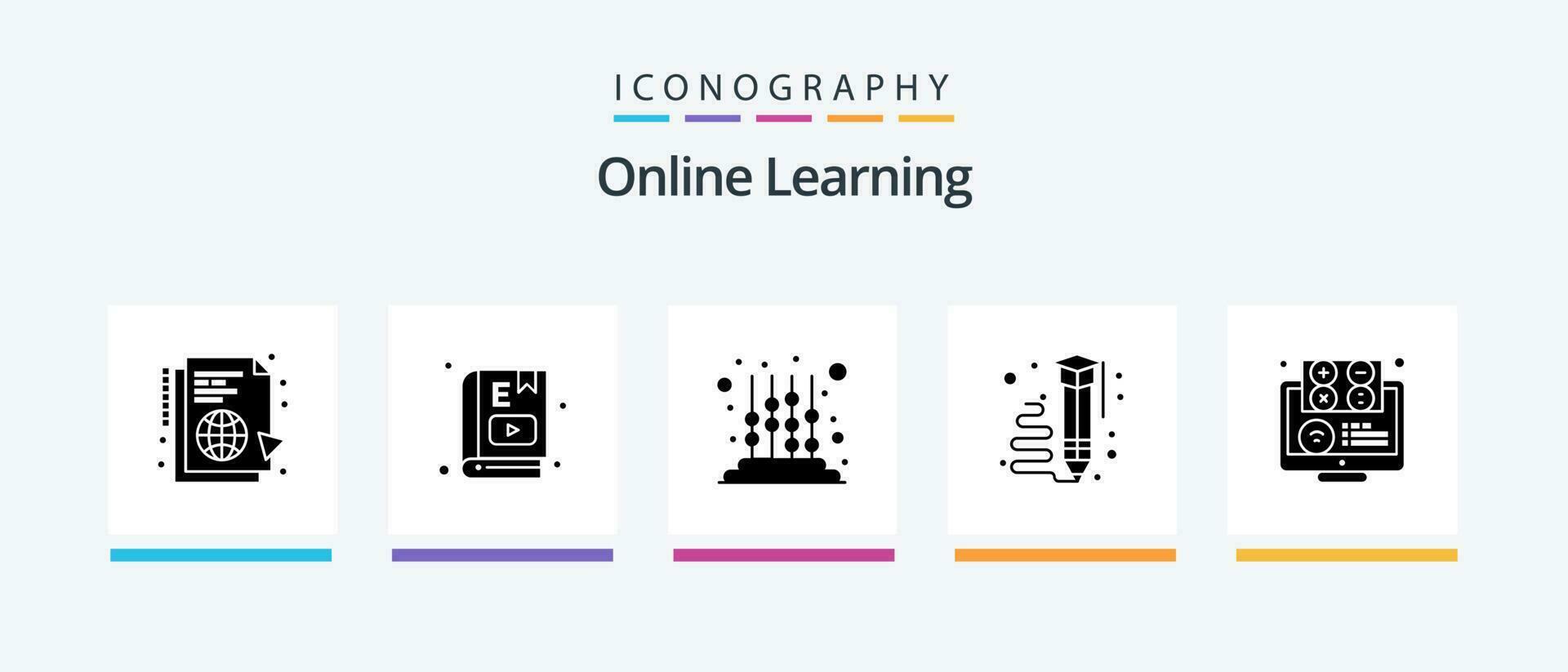 online aan het leren glyph 5 icoon pak inclusief potlood. tekenen. aan het leren. kunst. aan het leren. creatief pictogrammen ontwerp vector